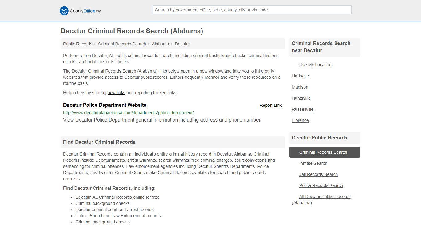 Criminal Records Search - Decatur, AL (Arrests, Jails ...