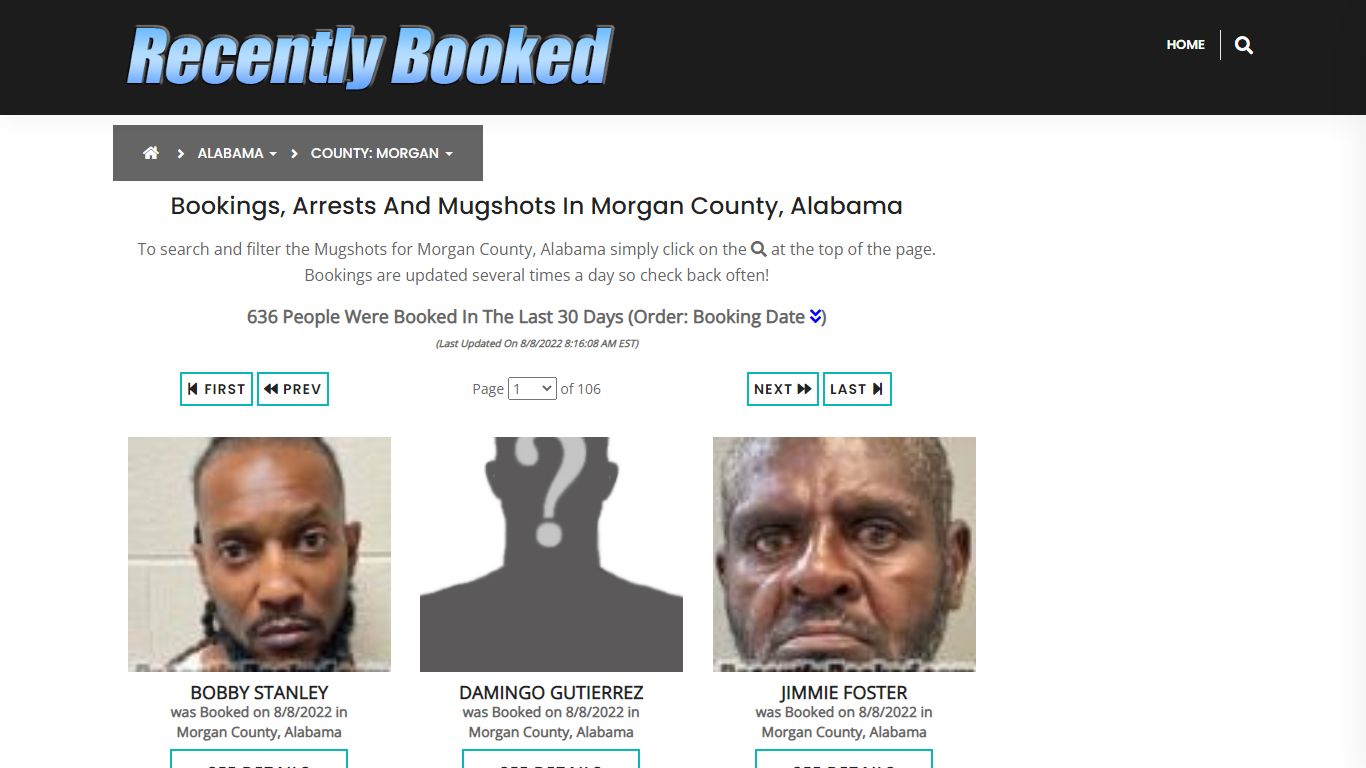 Recent bookings, Arrests, Mugshots in Morgan County, Alabama
